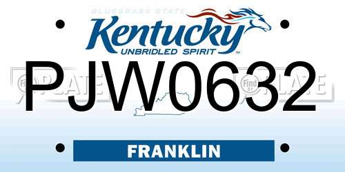 PJW0632 Kentucky License Plate