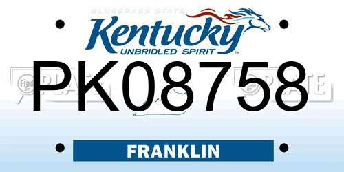 PK08758 Kentucky License Plate