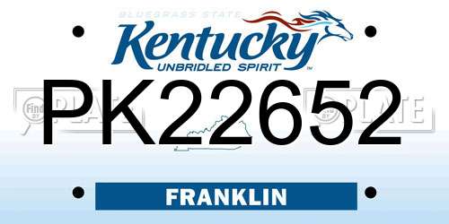 PK22652 Kentucky License Plate