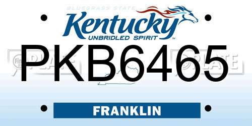 PKB6465 Kentucky License Plate