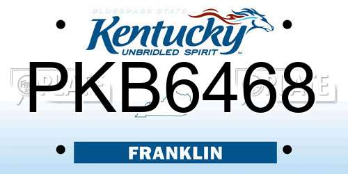 PKB6468 Kentucky License Plate