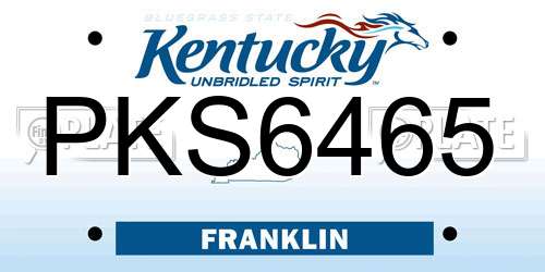 PKS6465 Kentucky License Plate