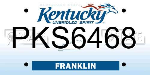 PKS6468 Kentucky License Plate