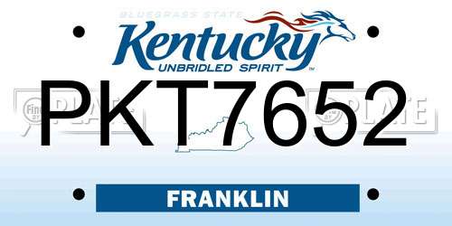 PKT7652 Kentucky License Plate