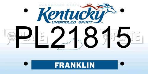 PL21815 Kentucky License Plate