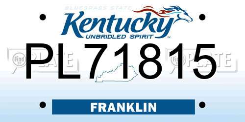 PL71815 Kentucky License Plate