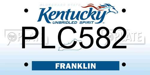 PLC582 Kentucky License Plate
