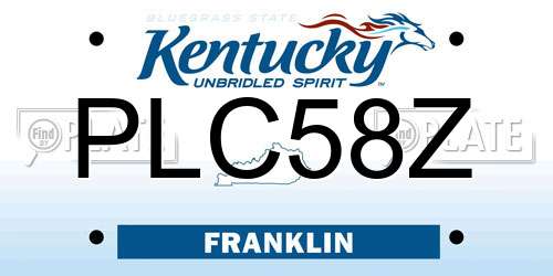 PLC58Z Kentucky License Plate