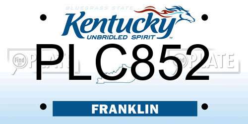 PLC852 Kentucky License Plate