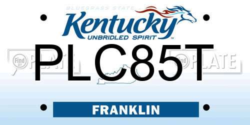 PLC85T Kentucky License Plate