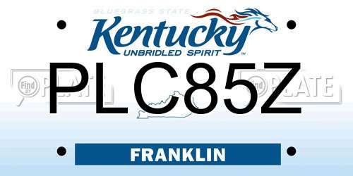 PLC85Z Kentucky License Plate