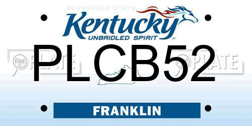 PLCB52 Kentucky License Plate