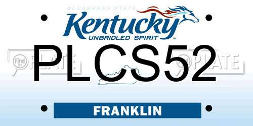 PLCS52 Kentucky License Plate