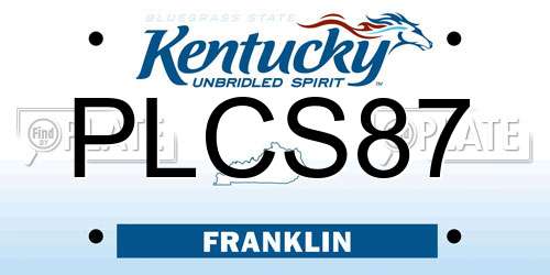 PLCS87 Kentucky License Plate