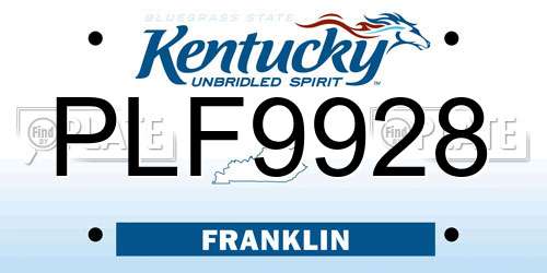 PLF9928 Kentucky License Plate