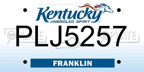 PLJ5257 Kentucky License Plate