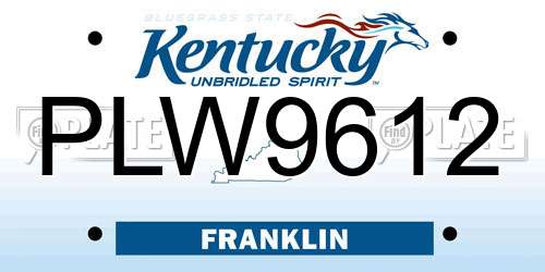 PLW9612 Kentucky License Plate