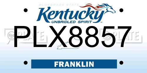 PLX8857 Kentucky License Plate