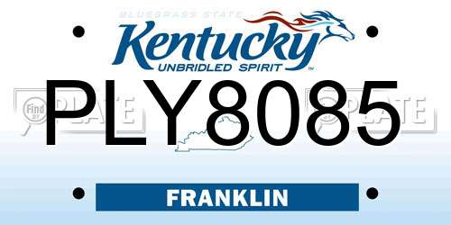 PLY8085 Kentucky License Plate
