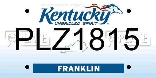 PLZ1815 Kentucky License Plate