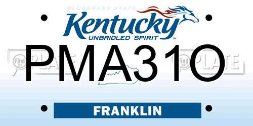 PMA31O Kentucky License Plate