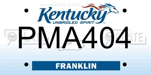 PMA404 Kentucky License Plate
