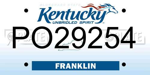 PO29254 Kentucky License Plate