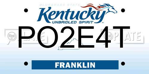 PO2E4T Kentucky License Plate