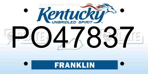 PO47837 Kentucky License Plate