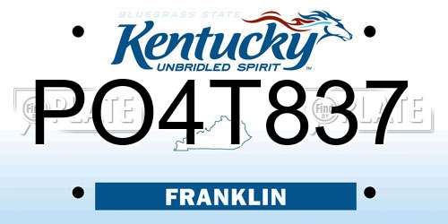 PO4T837 Kentucky License Plate