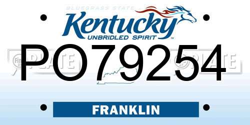 PO79254 Kentucky License Plate