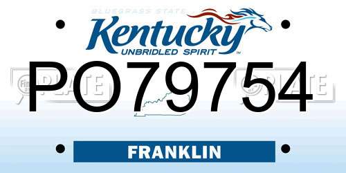 PO79754 Kentucky License Plate