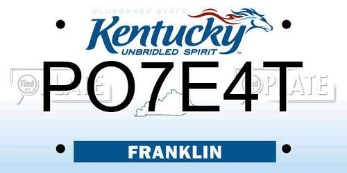 PO7E4T Kentucky License Plate