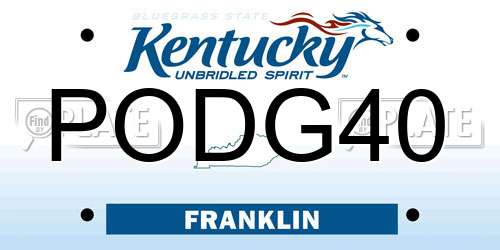 PODG40 Kentucky License Plate