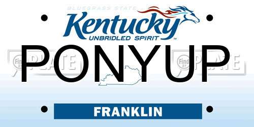 PONYUP Kentucky License Plate
