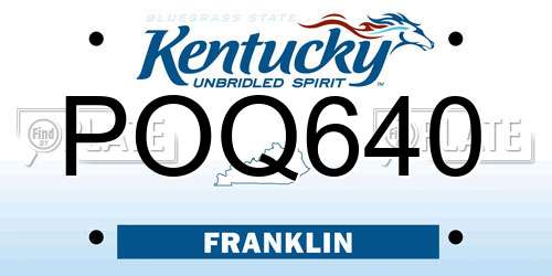 POQ640 Kentucky License Plate