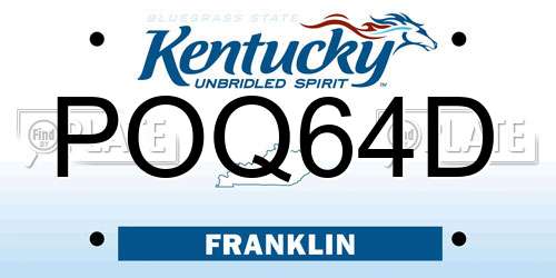 POQ64D Kentucky License Plate