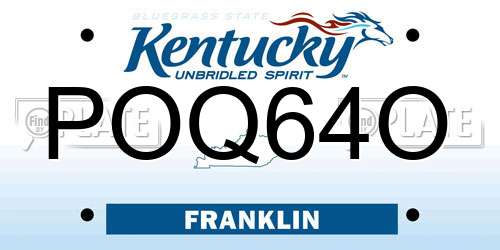 POQ64O Kentucky License Plate