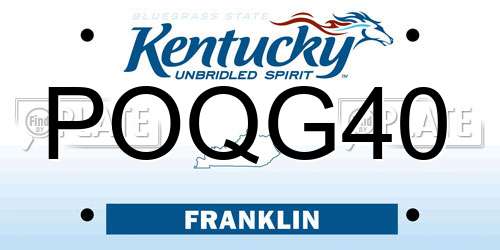 POQG40 Kentucky License Plate