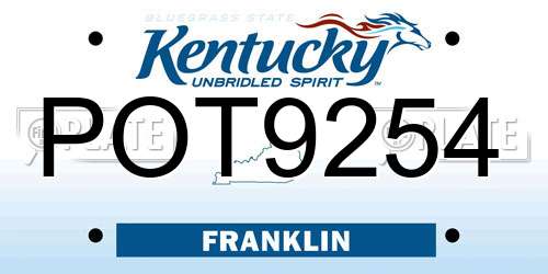 POT9254 Kentucky License Plate