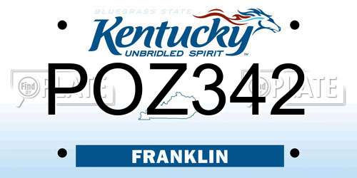 POZ342 Kentucky License Plate