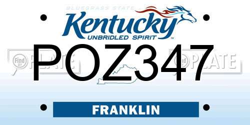 POZ347 Kentucky License Plate