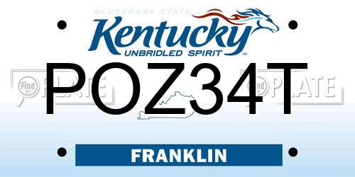 POZ34T Kentucky License Plate