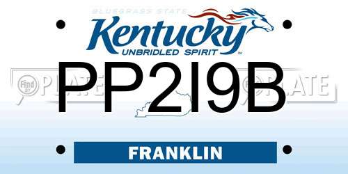 PP2I9B Kentucky License Plate