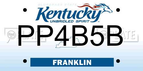 PP4B5B Kentucky License Plate