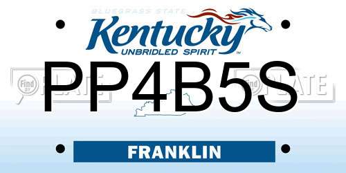 PP4B5S Kentucky License Plate