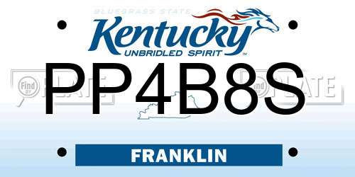 PP4B8S Kentucky License Plate