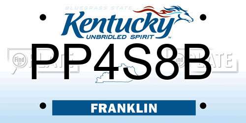 PP4S8B Kentucky License Plate