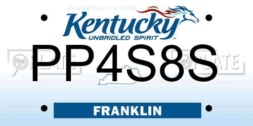 PP4S8S Kentucky License Plate