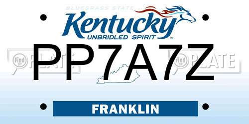 PP7A7Z Kentucky License Plate
